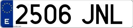 Ejemplo de matrícula española 2506 JNL