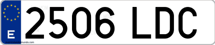 Ejemplo de matrícula de coche ordinaria 2506 LDC