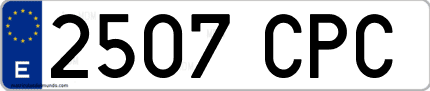 Ejemplo de matrícula de coche ordinaria 2507 CPC