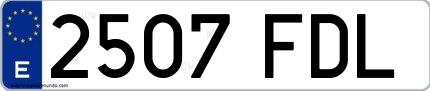 Ejemplo de matrícula española 2507 FDL