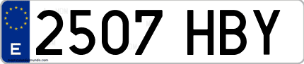 Ejemplo de matrícula de coche ordinaria 2507 HBY