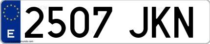 Ejemplo de matrícula de coche ordinaria 2507 JKN