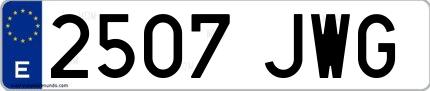 Ejemplo de matrícula española 2507 JWG