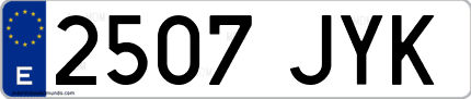Ejemplo de matrícula de coche ordinaria 2507 JYK