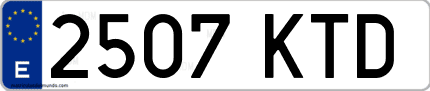 Ejemplo de matrícula de coche ordinaria 2507 KTD