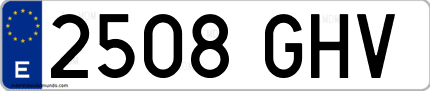 Ejemplo de matrícula de coche ordinaria 2508 GHV