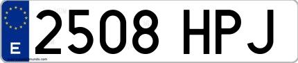 Ejemplo de matrícula española 2508 HPJ
