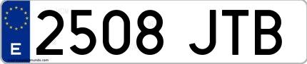 Ejemplo de matrícula española 2508 JTB