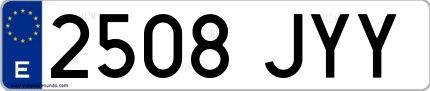 Ejemplo de matrícula española 2508 JYY