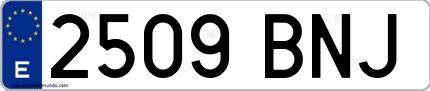 Ejemplo de matrícula española 2509 BNJ