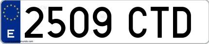Ejemplo de matrícula española 2509 CTD