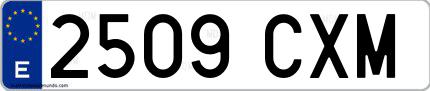 Ejemplo de matrícula española 2509 CXM