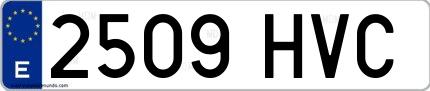 Ejemplo de matrícula española 2509 HVC