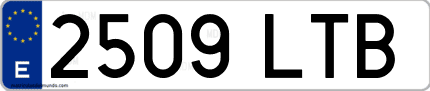 Ejemplo de matrícula de coche ordinaria 2509 LTB
