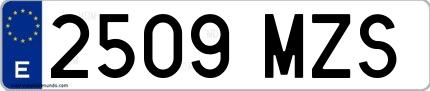 Ejemplo de matrícula española 2509 MZS