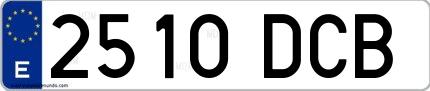 Ejemplo de matrícula española 2510 DCB