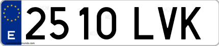 Ejemplo de matrícula de coche ordinaria 2510 LVK