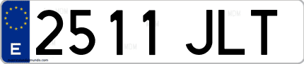 Ejemplo de matrícula de coche ordinaria 2511 JLT