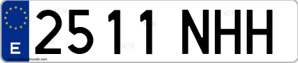 Ejemplo de matrícula de coche ordinaria 2511 NHH