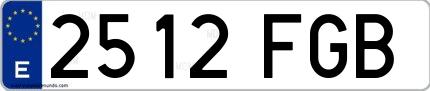 Ejemplo de matrícula española 2512 FGB