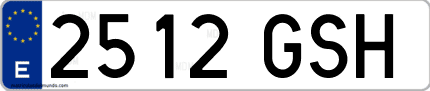 Ejemplo de matrícula de coche ordinaria 2512 GSH