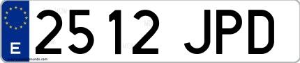 Ejemplo de matrícula de coche ordinaria 2512 JPD