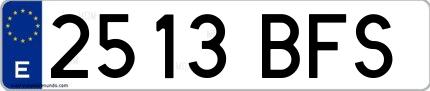 Ejemplo de matrícula española 2513 BFS