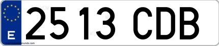 Ejemplo de matrícula española 2513 CDB