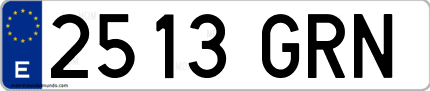 Ejemplo de matrícula de coche ordinaria 2513 GRN