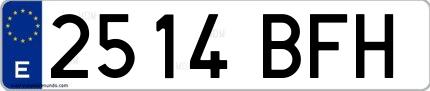 Ejemplo de matrícula española 2514 BFH