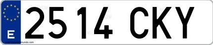 Ejemplo de matrícula española 2514 CKY