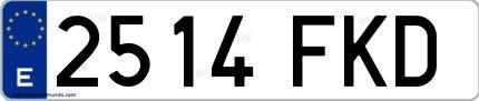 Ejemplo de matrícula española 2514 FKD