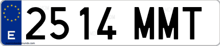 Ejemplo de matrícula de coche ordinaria 2514 MMT