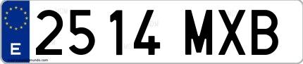 Ejemplo de matrícula española 2514 MXB
