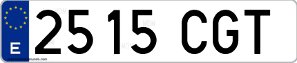 Ejemplo de matrícula de coche ordinaria 2515 CGT