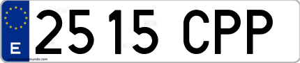 Ejemplo de matrícula de coche ordinaria 2515 CPP