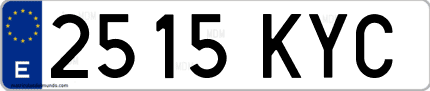 Ejemplo de matrícula de coche ordinaria 2515 KYC