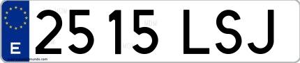 Ejemplo de matrícula española 2515 LSJ