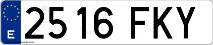 Ejemplo de matrícula española 2516 FKY