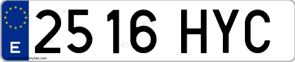 Ejemplo de matrícula de coche ordinaria 2516 HYC