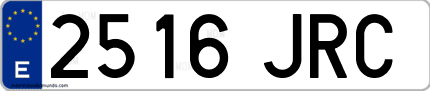 Ejemplo de matrícula de coche ordinaria 2516 JRC