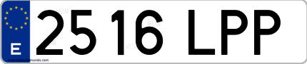 Ejemplo de matrícula de coche ordinaria 2516 LPP