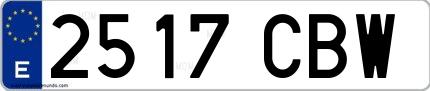 Ejemplo de matrícula española 2517 CBW