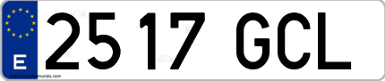 Ejemplo de matrícula de coche ordinaria 2517 GCL