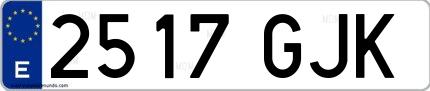Ejemplo de matrícula española 2517 GJK