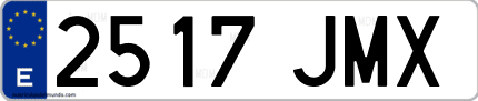 Ejemplo de matrícula de coche ordinaria 2517 JMX