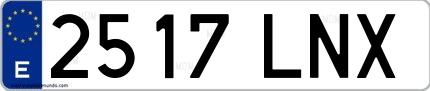 Ejemplo de matrícula de coche ordinaria 2517 LNX