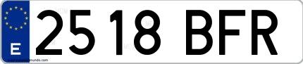 Ejemplo de matrícula española 2518 BFR