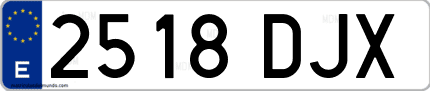 Ejemplo de matrícula de coche ordinaria 2518 DJX