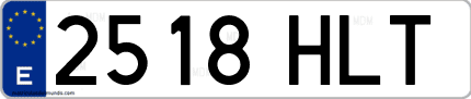 Ejemplo de matrícula de coche ordinaria 2518 HLT
